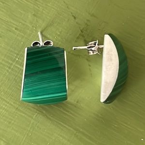 Vintage Malachite Sterling Silver Earrings